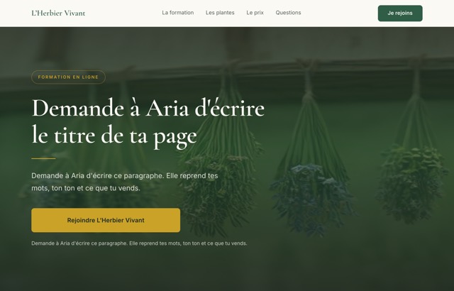 Ta page de vente, telle qu'elle est livrée dans le kit.